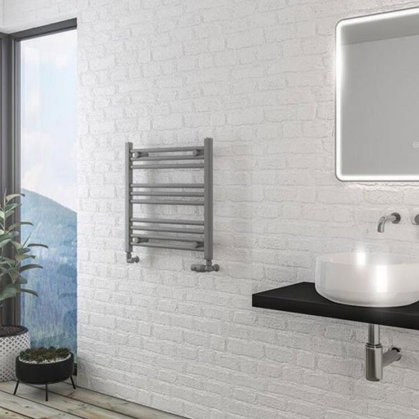 Eastbrook Wingrave 600 x 600mm Straight Matt Grey Towel Rail #2