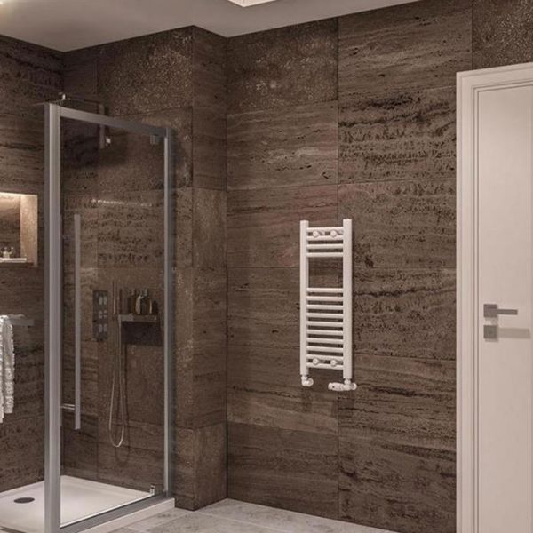 Eastbrook Wingrave 800 x 300 Straight Gloss White Towel Rail #2