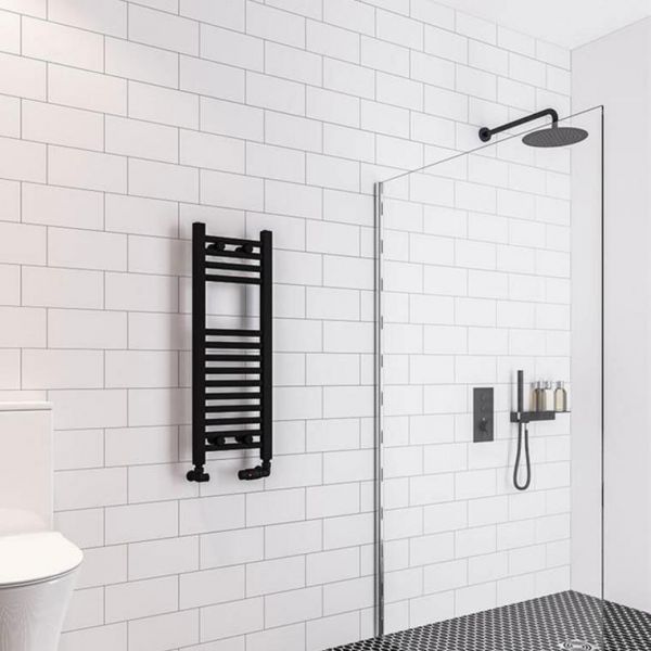 Eastbrook Wingrave 800 x 300 Straight Matt Black Towel Rail #2