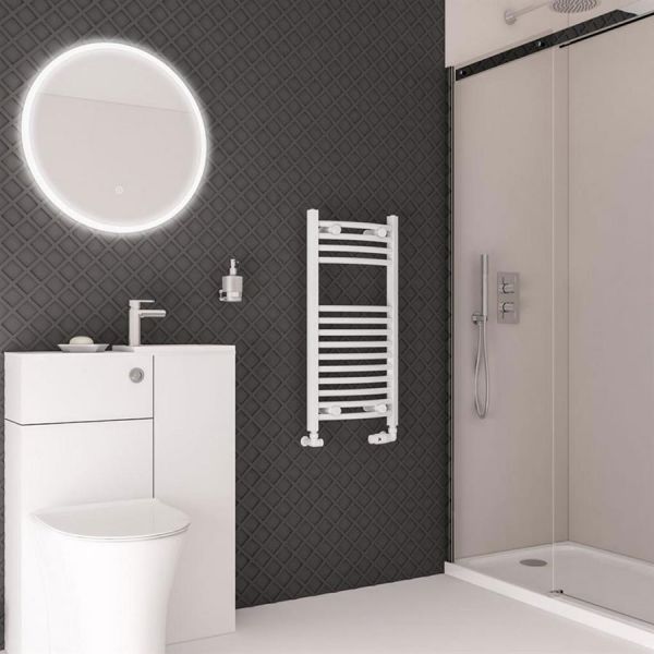Eastbrook Wingrave 800 x 400 Curved Gloss White Towel Rail #2