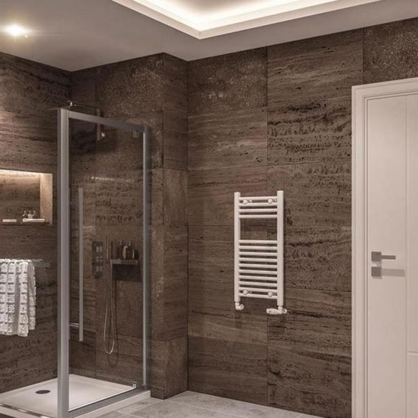Eastbrook Wingrave 800 x 400 Straight Gloss White Towel Rail #2