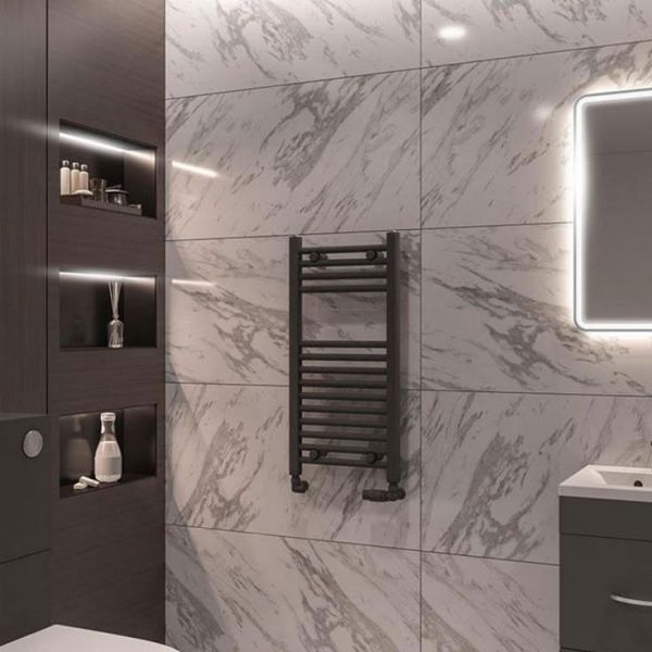 Eastbrook Wingrave 800 x 400 Straight Anthracite Towel Rail #2