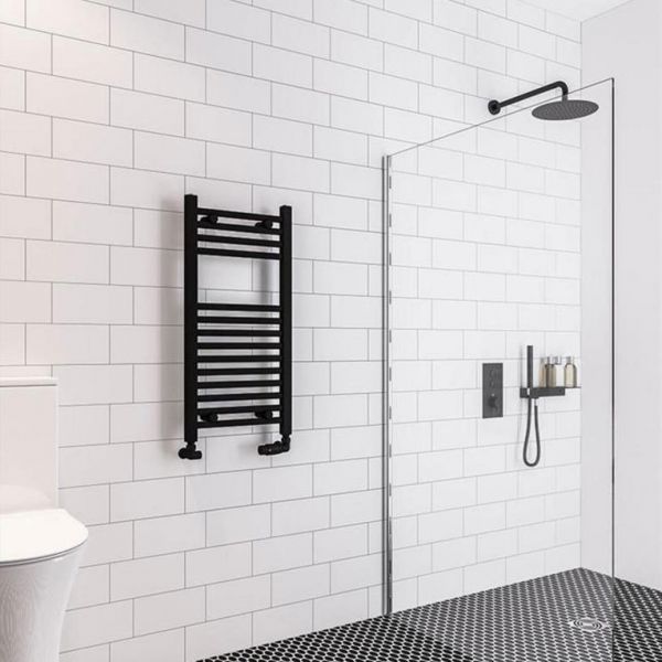 Eastbrook Wingrave 800 x 400 Straight Matt Black Towel Rail #2