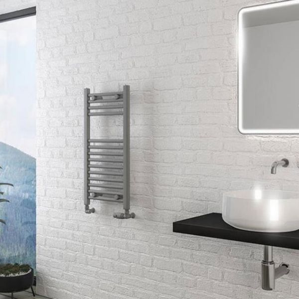Eastbrook Wingrave 800 x 400mm Straight Matt Grey Towel Rail #2