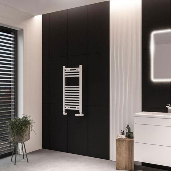 Eastbrook Wingrave 800 x 400 Straight Matt White Towel Rail #2