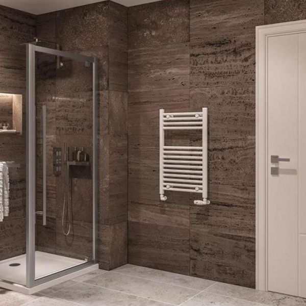 Eastbrook Wingrave 800 x 500 Straight Gloss White Towel Rail #2