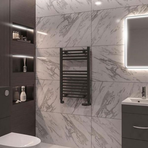 Eastbrook Wingrave 800 x 500 Straight Anthracite Towel Rail #2