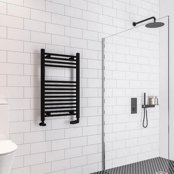 Eastbrook Wingrave 800 x 500 Straight Matt Black Towel Rail #2