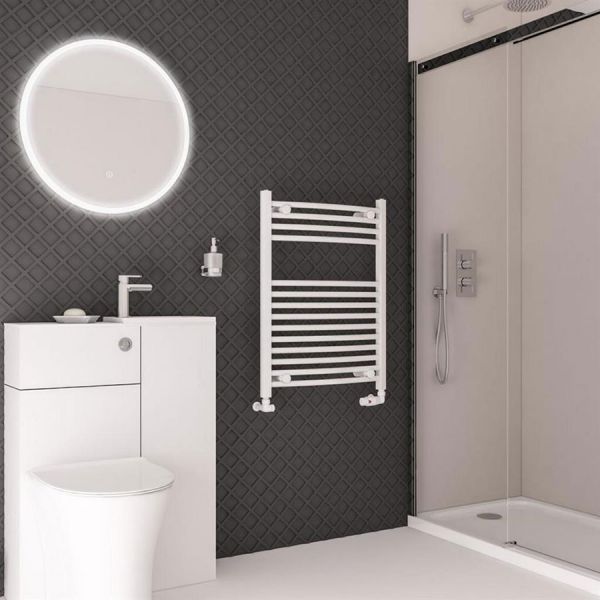 Eastbrook Wingrave 800 x 600 Curved Gloss White Towel Rail #2