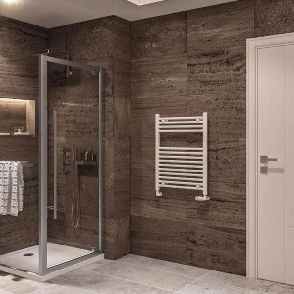 Eastbrook Wingrave 800 x 600 Straight Gloss White Towel Rail #2