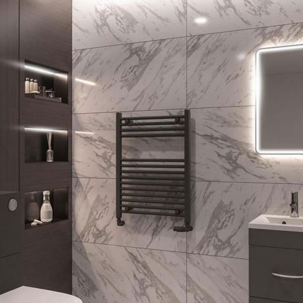 Eastbrook Wingrave 800 x 600 Straight Anthracite Towel Rail #2
