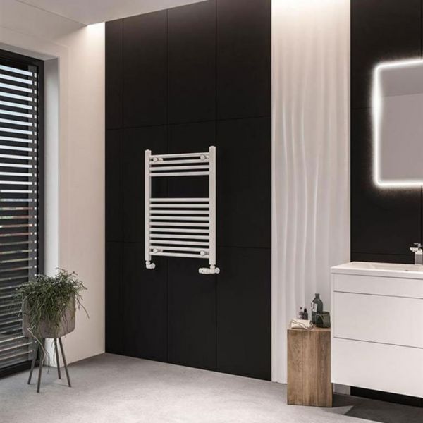 Eastbrook Wingrave 800 x 600 Straight Matt White Towel Rail #2