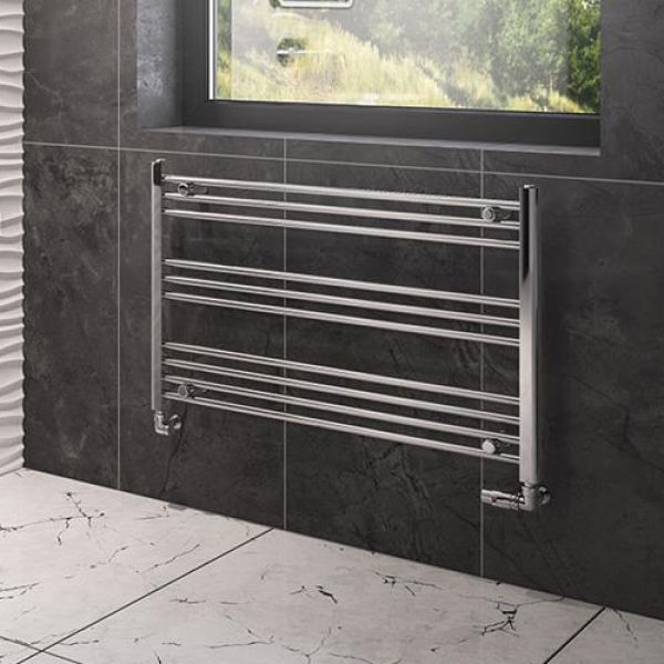 Eastbrook Wingrave 600 x 1000mm Wide Horizontal Chrome Towel Rail