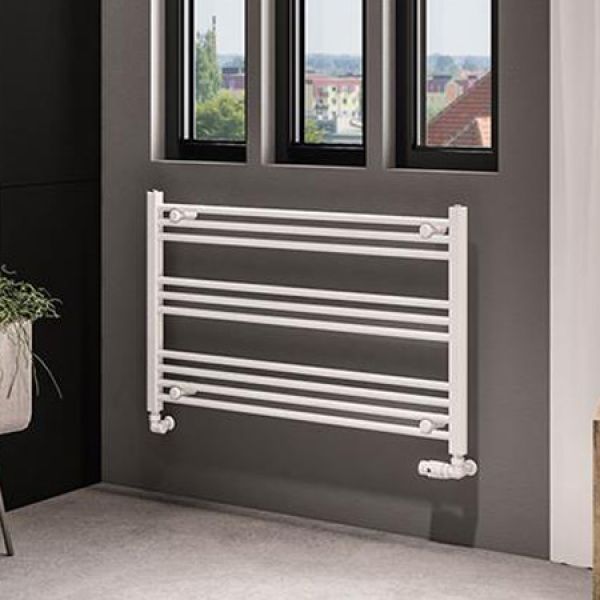 Eastbrook Wingrave 600 x 1000mm Wide Horizontal Matt White Towel Rail