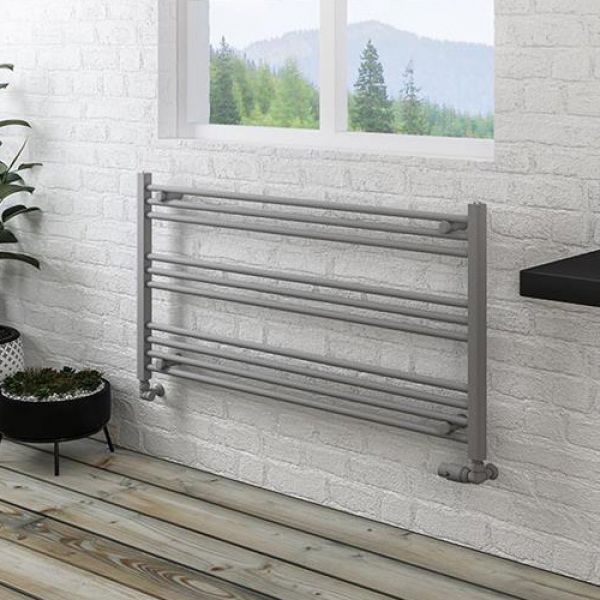 Eastbrook Wingrave 600 x 1200mm Wide Horizontal Matt Grey Towel Rail