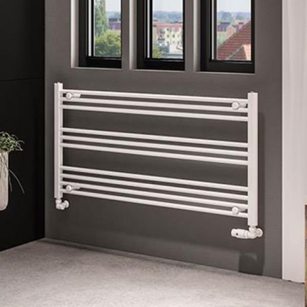 Eastbrook Wingrave 600 x 1200mm Wide Horizontal Matt White Towel Rail