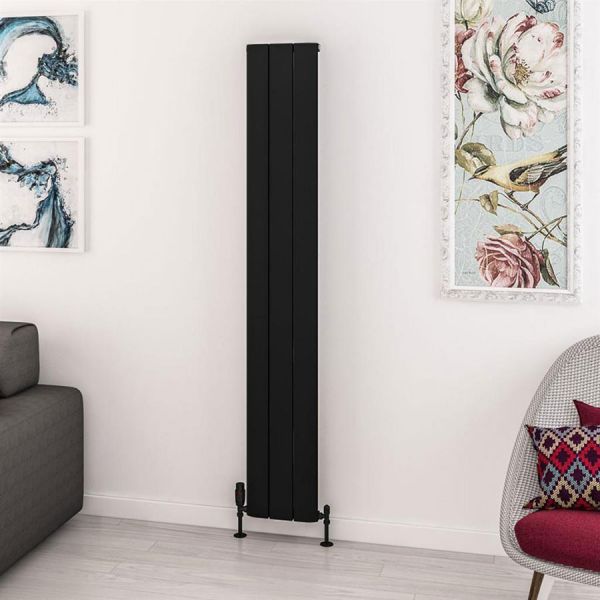 Eastbrook Withington 1800 x 280 Matt Black Aluminium Designer Radiator #2
