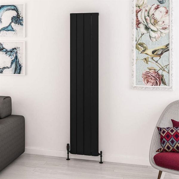 Eastbrook Withington 1800 x 375 Matt Black Aluminium Designer Radiator #2
