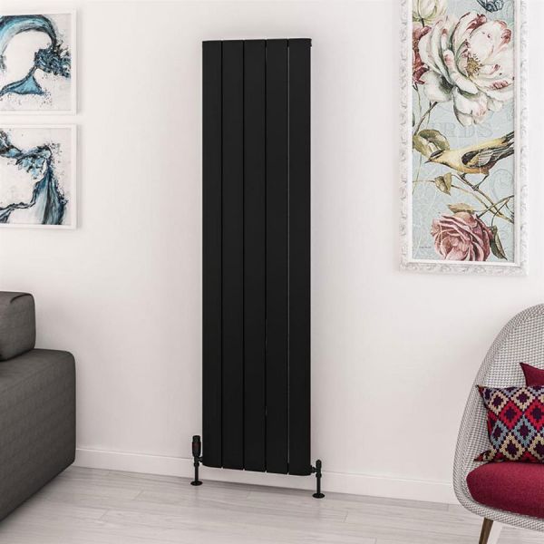 Eastbrook Withington 1800 x 470 Matt Black Aluminium Designer Radiator #2