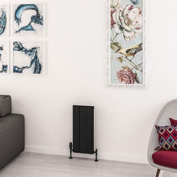 Eastbrook Withington 600 x 280 Matt Black Aluminium Designer Radiator #2