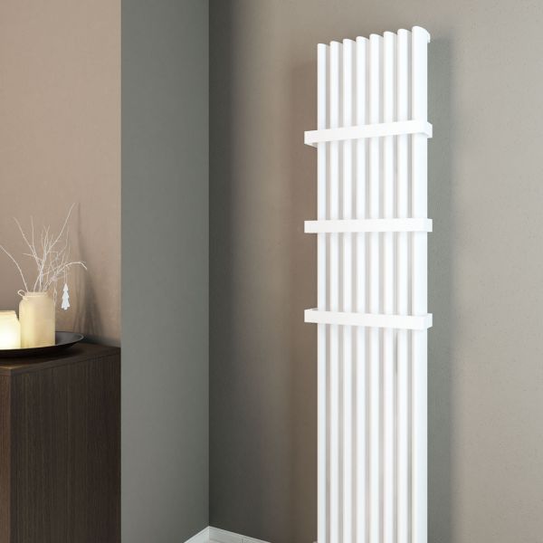 Eastbrook Witney 1800 x 375 Vertical Matt White Designer Aluminium Radiator #3