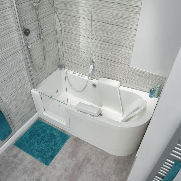 Easy Riser Corner 1700 Easy Access Walk In Shower Bath with Glass Door ...
