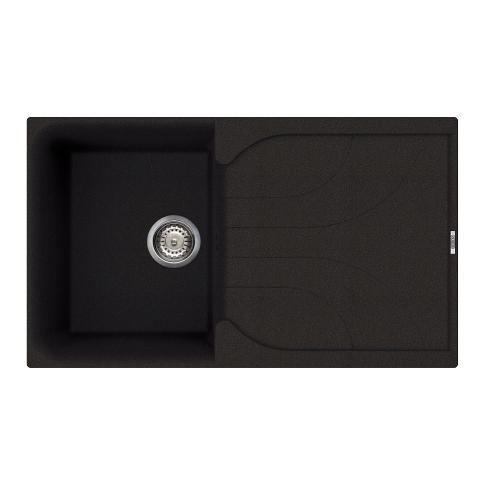 Reginox Ego 400 Black Single Bowl Inset Granite Kitchen Sink 860 x 500mm EGO400B