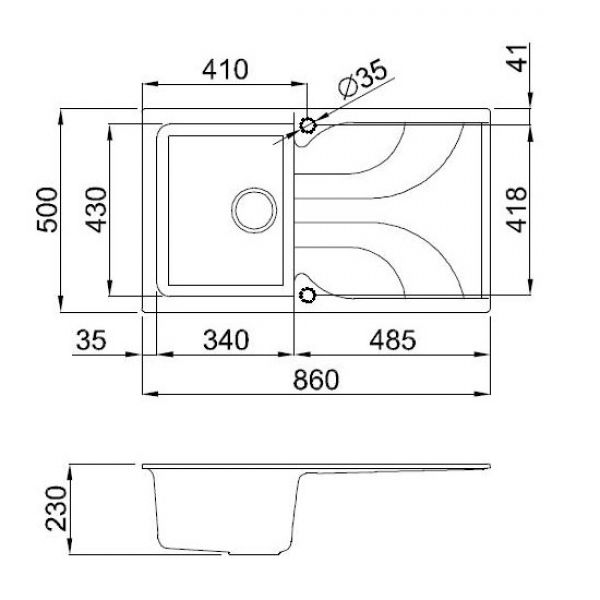 Reginox Ego 400 Titanium Single Bowl Inset Granite Kitchen Sink 860 x 500mm #2