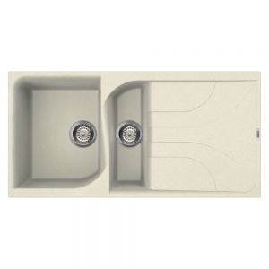 Reginox Ego 475 Cream 1.5 Bowl Inset Granite Kitchen Sink 1000 x 500mm