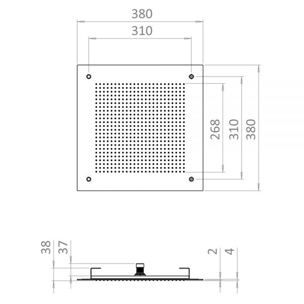 Crosswater Tranquil Brushed Stainless Steel Square Recessed Showerhead 380mm #5