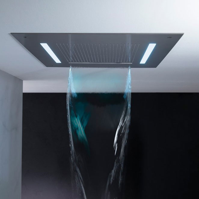 Crosswater Tranquil Polished Stainless Steel Square Recessed Chromotherapy Showerhead 500mm