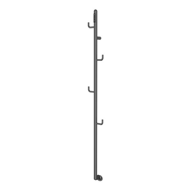 JTP Flo Brushed Black 1661mm Designer Electric Towel Rail with Hooks