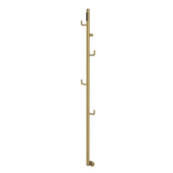 JTP Flo Brushed Brass 1661mm Designer Electric Towel Rail with Hooks