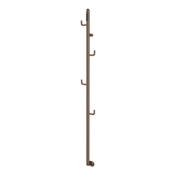 JTP Flo Brushed Bronze 1661mm Designer Electric Towel Rail with Hooks