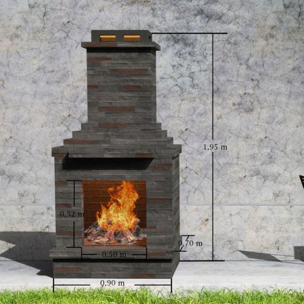 Callow Dark Stone Outdoor Wood Burning Fireplace #3