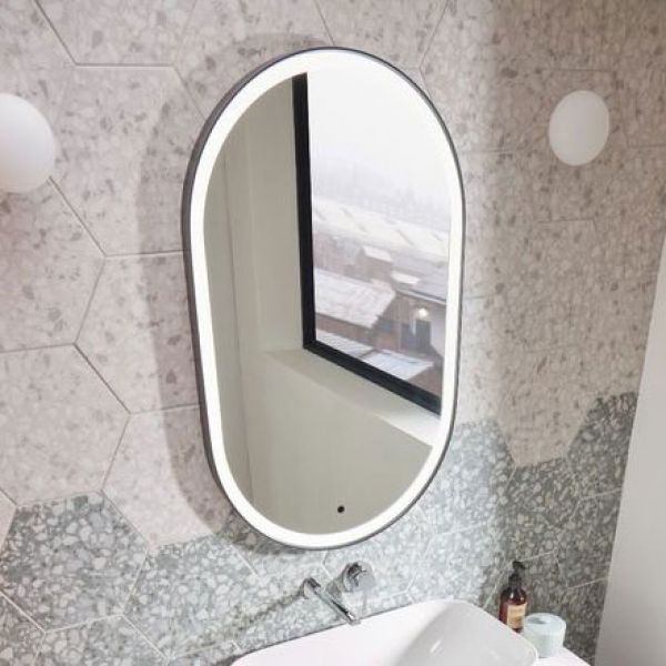 Roper Rhodes Frame Black 500 x 800mm Illuminated Pill Bathroom Mirror