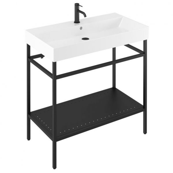 Britton Shoreditch Frame 850mm Basin and Matt Black Wash Stand