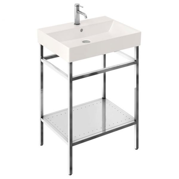 Britton Shoreditch Frame 600mm Basin and Stainless Steel Wash Stand