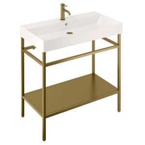Britton Shoreditch Frame 700mm Basin and Brushed Brass Wash Stand