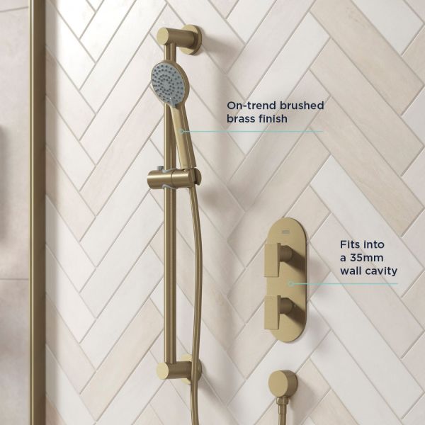 Bristan Frammento Brushed Brass Two Outlet Shower Pack #6