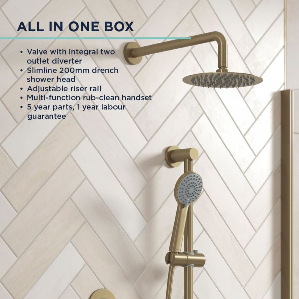 Bristan Frammento Brushed Brass Two Outlet Shower Pack #7