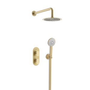 Bristan Frammento Brushed Brass 2 Outlet Shower Pack with Overhead Shower and Handset