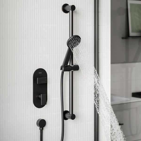 Bristan Frammento Matt Black 2 Outlet Shower Pack with Overhead Shower and Riser Rail Kit #3