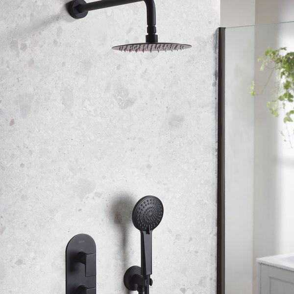 Bristan Frammento Matt Black 2 Outlet Shower Pack with Overhead Shower and Handset #2