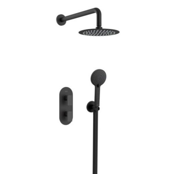 Bristan Frammento Matt Black 2 Outlet Shower Pack with Overhead Shower and Handset
