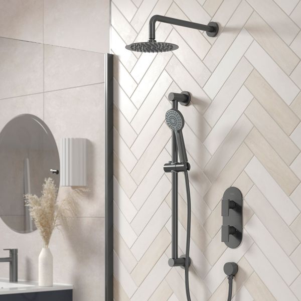 Bristan Frammento Gun Metal Grey Two Outlet Shower Pack #2