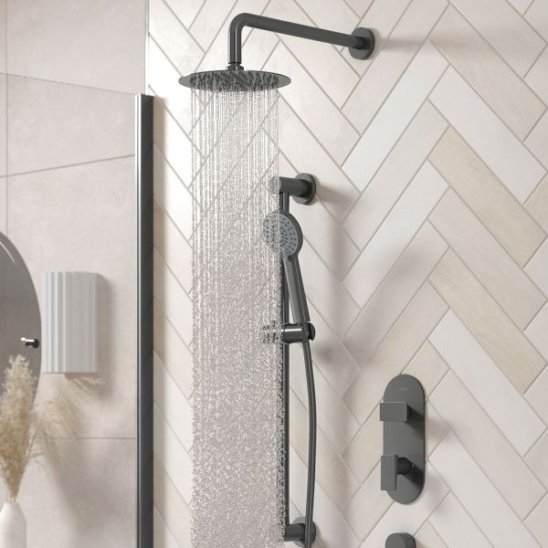 Bristan Frammento Gun Metal Grey Two Outlet Shower Pack #3