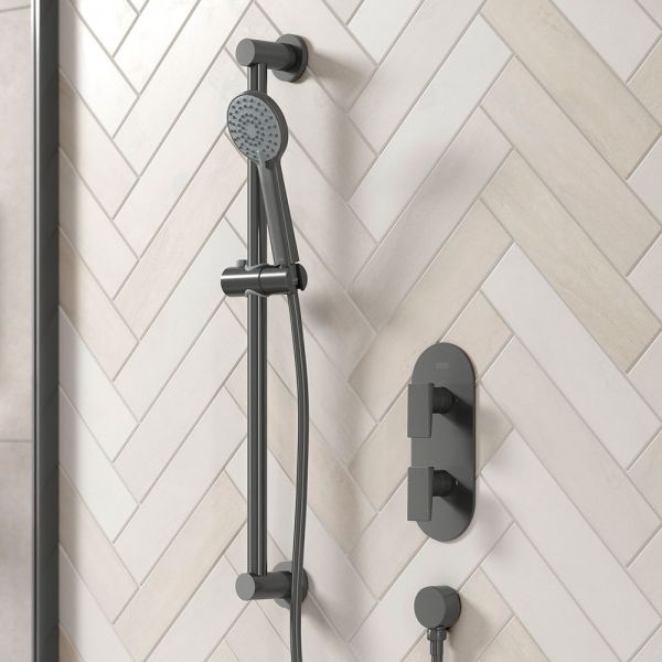 Bristan Frammento Gun Metal Grey Two Outlet Shower Pack #4