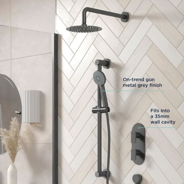 Bristan Frammento Gun Metal Grey Two Outlet Shower Pack #6