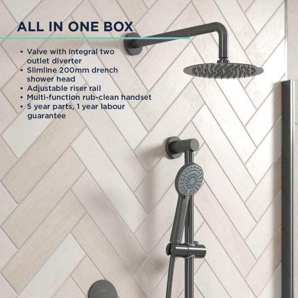 Bristan Frammento Gun Metal Grey Two Outlet Shower Pack #7